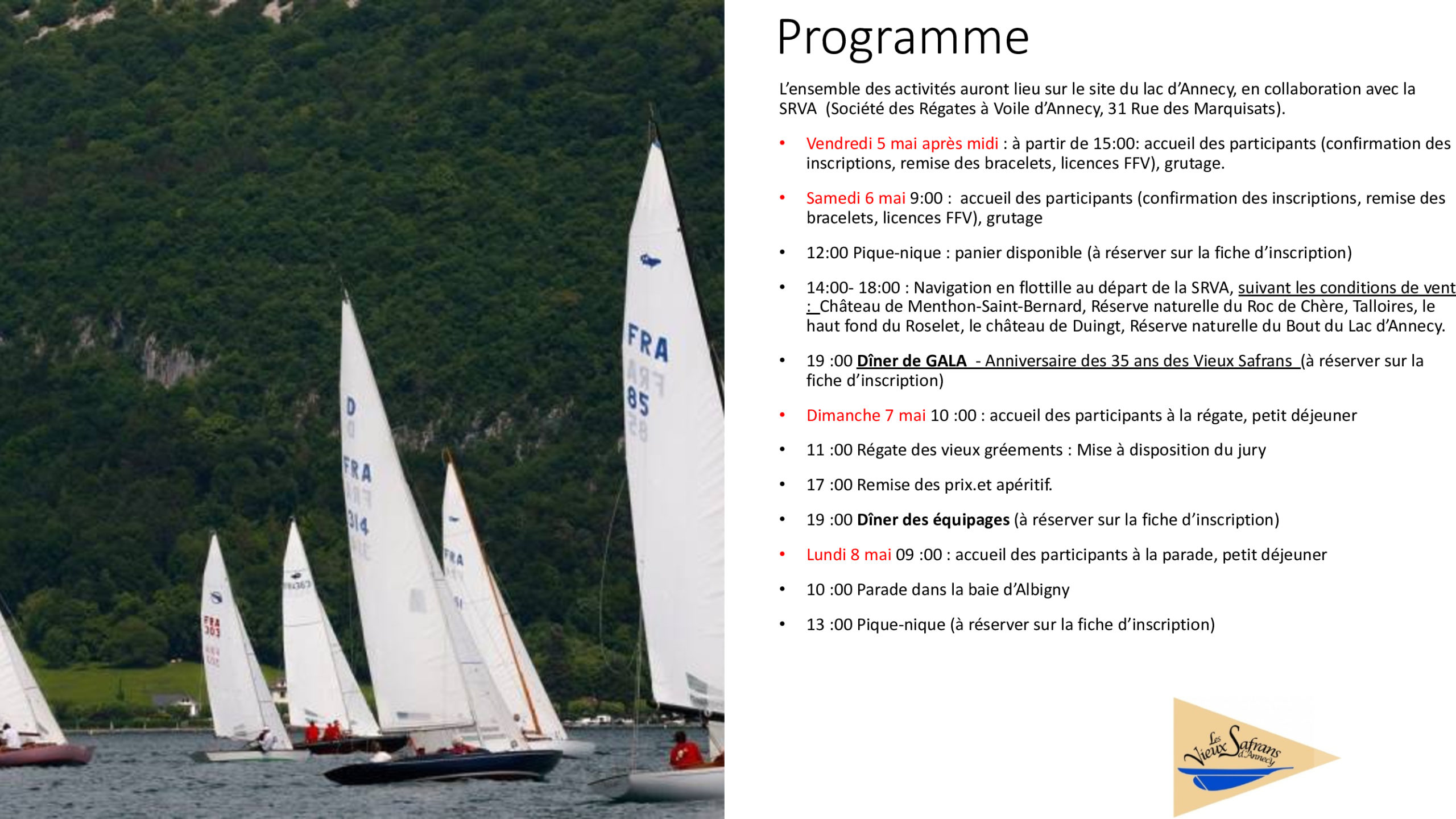 Programme des Voiles du lac 2023
